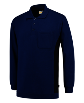 Polosweater Tricorp Bicolor borstzak Royalblue-Navy